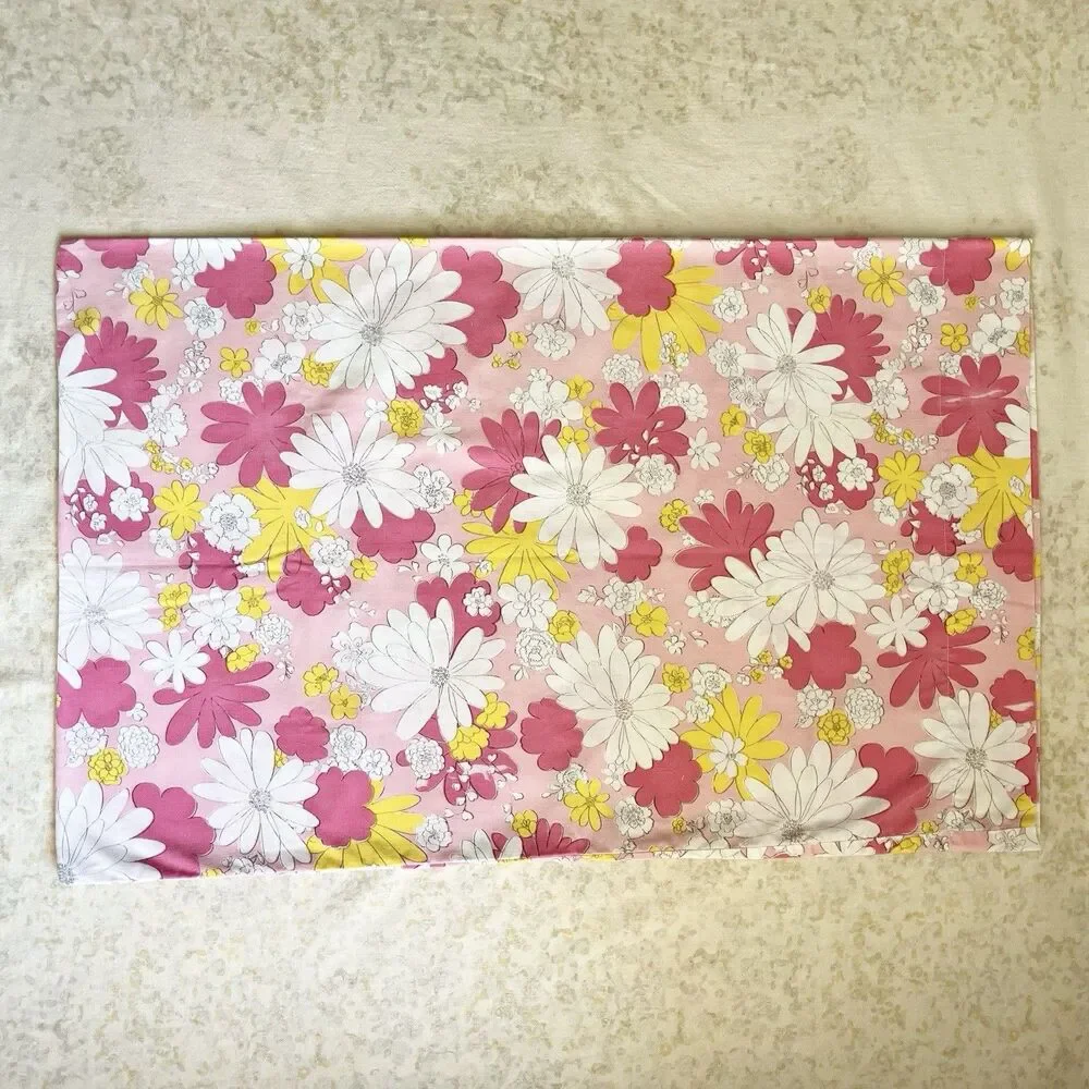 Pls Read Vtg Cannon Monticello Blossom Festival Pink 2 Pillowcases Flower Print